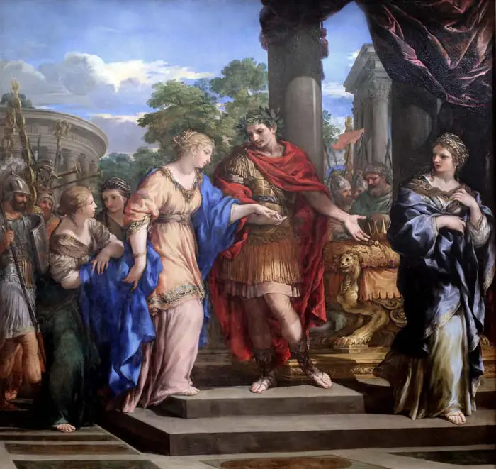 Caesar and Cleopatra, painting by Pietro Berrettini