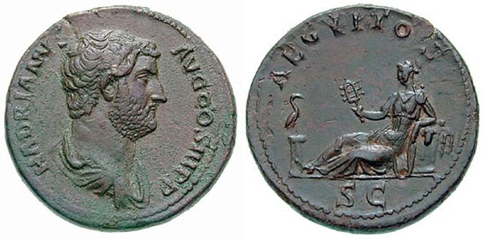 Roman Coin depicting Egypt as a woman holding a sistrum