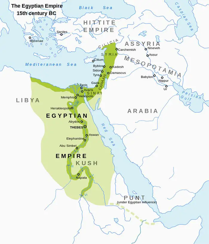 Extent of Egypt territories 15th century BC