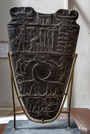 The Narmer palette on a stand
