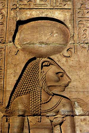 Wall relief at Kom Ombo of the goddess